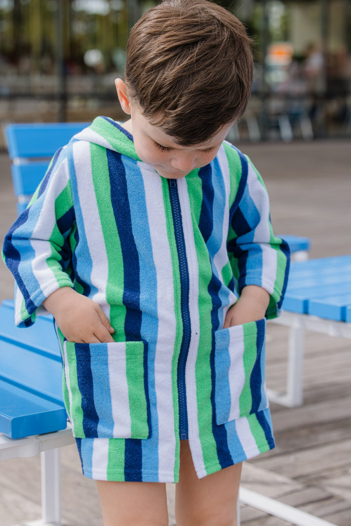 Milky Stripe Terry Towelling Cover Up