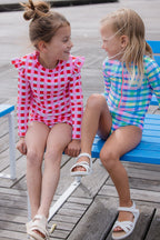 Picnic Check Long Sleeve Swimsuit