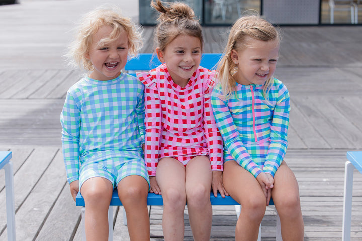 Milky Picnic Check Long Sleeve Swimsuit