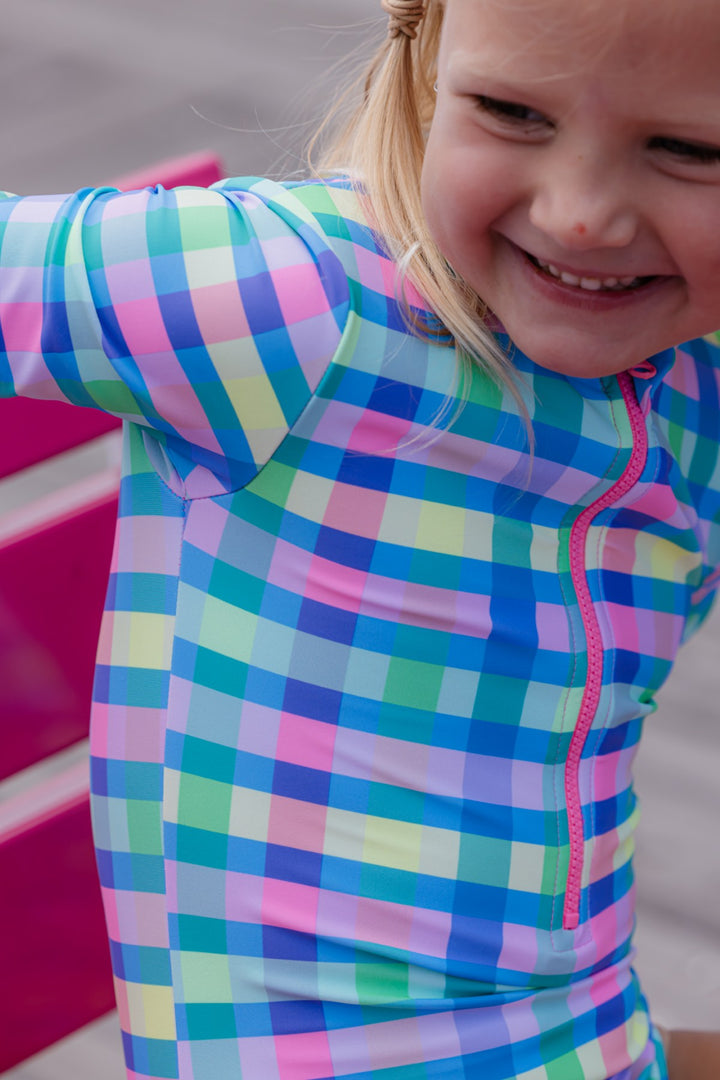 Milky Picnic Check Long Sleeve Swimsuit