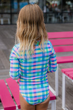 Picnic Check Long Sleeve Swimsuit