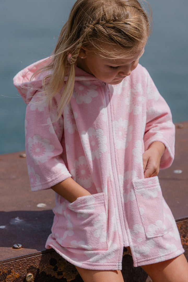 Milky Floral Terry Towelling Cover Up