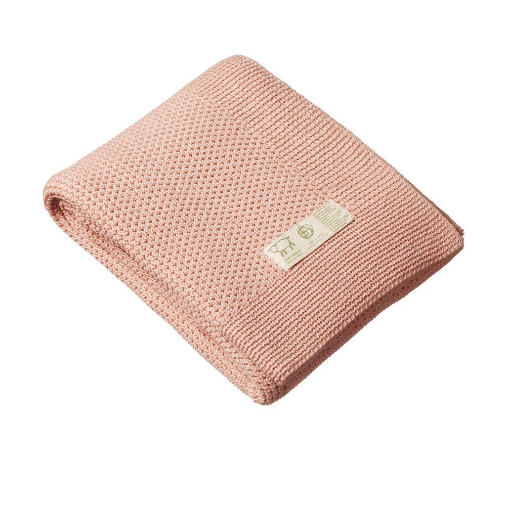 Merino Knit Cot Blanket - Rose Dust