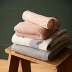 Merino Knit Cot Blanket - Rose Dust