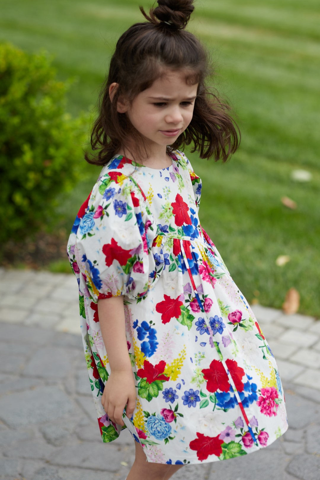 Milky Hibiscus Poplin Dress - White