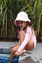Milky Neon Gingham Swim Hat - Pink/Lilac