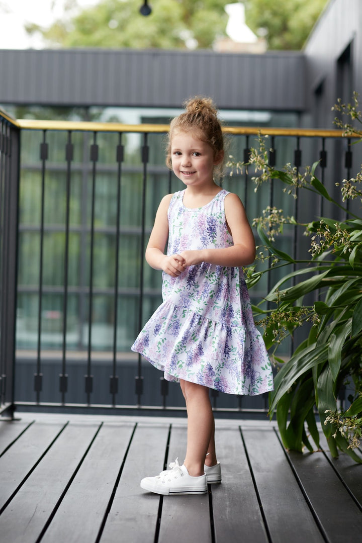 Milky Wisteria Tiered Dress