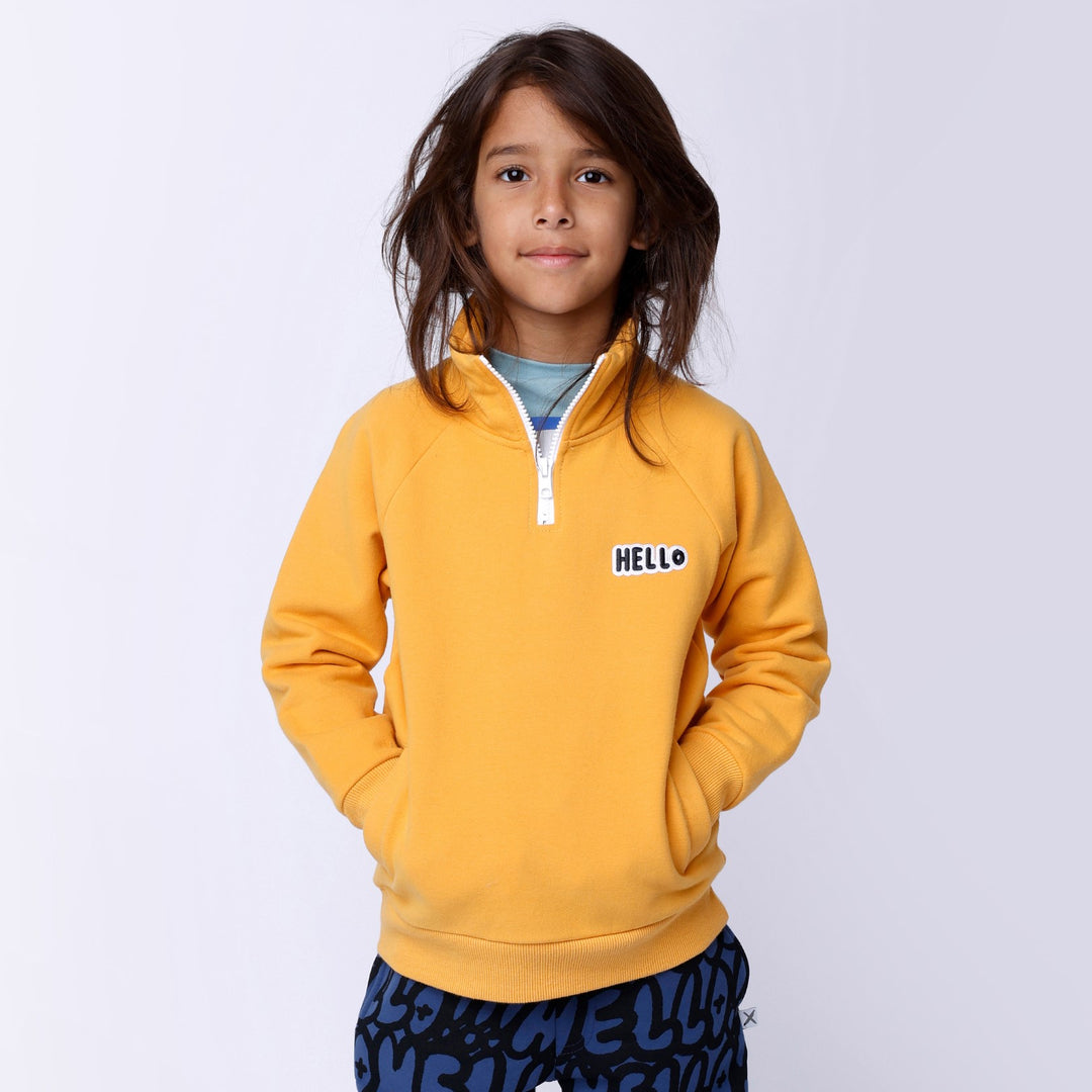 Minti Furry Half Zip Crew - Gold