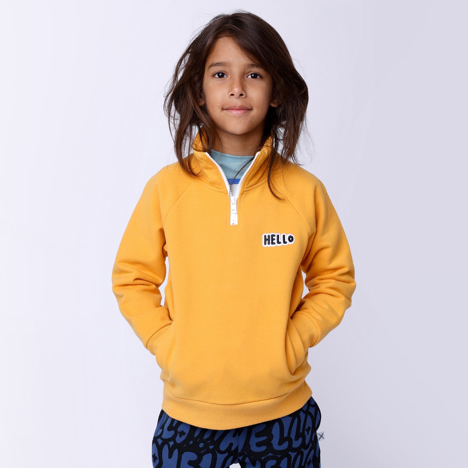 Furry Half Zip Crew - Gold