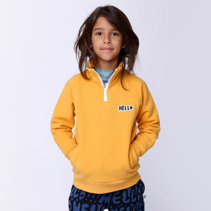 Minti Furry Half Zip Crew - Gold