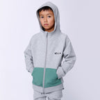 Nylon Patch Furry Zip Up - Grey Marle/Green