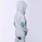 Nylon Patch Furry Zip Up - Grey Marle/Green
