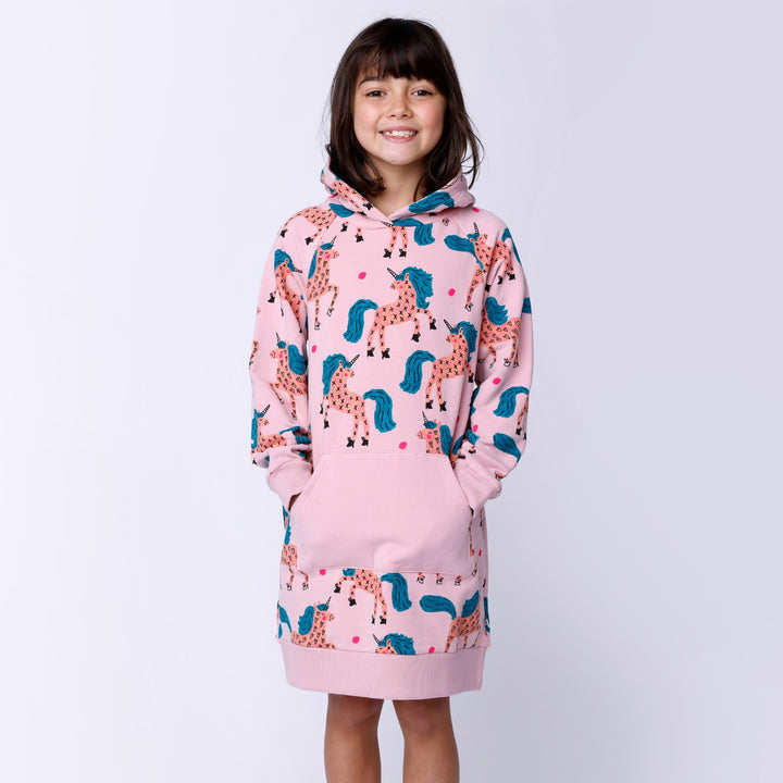 Minti Dancing Unicorns Furry Hoodie Dress - Ballet