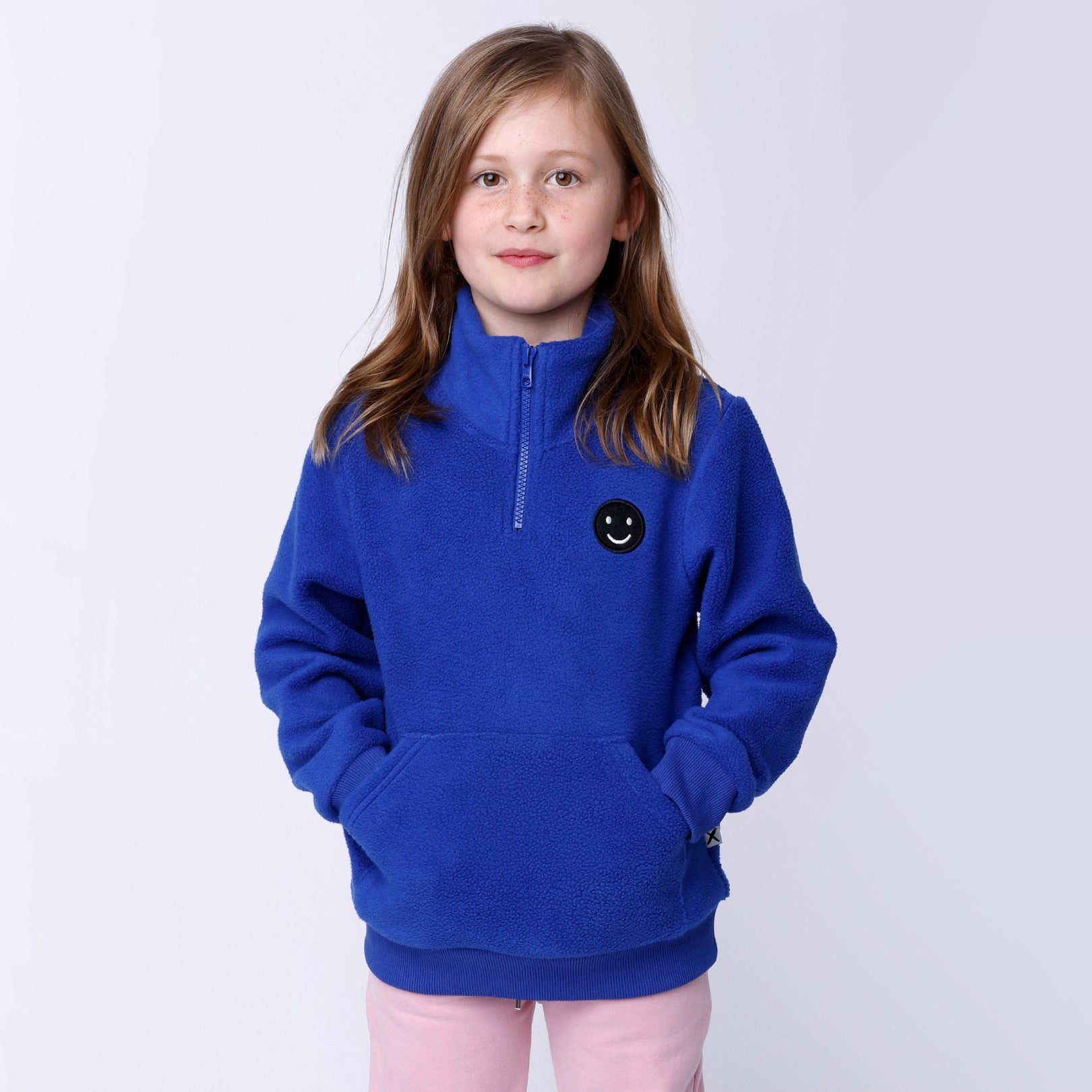 Teddy Half Zip Crew - Cobalt