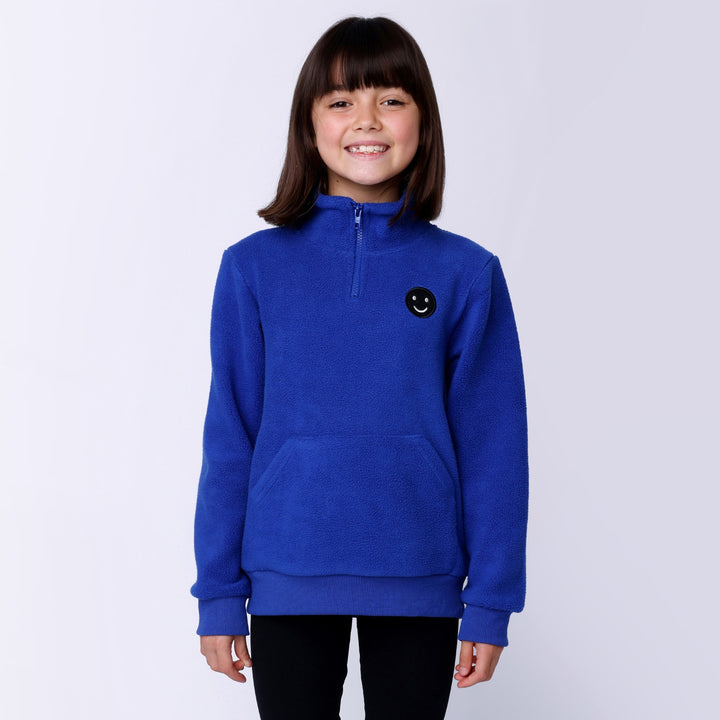 Minti Teddy Half Zip Crew - Cobalt