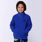 Teddy Half Zip Crew - Cobalt