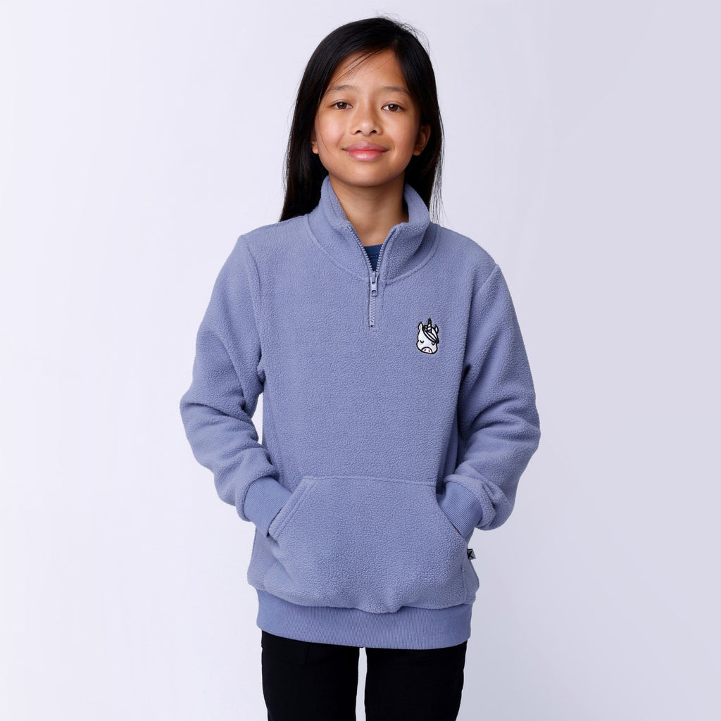 Minti Teddy Half Zip Crew - Cornflower