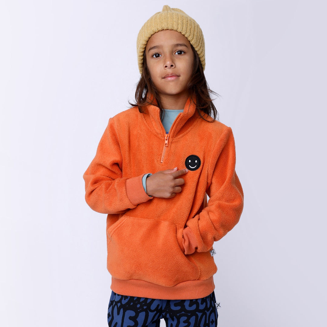 Minti Teddy Half Zip Crew - Orange