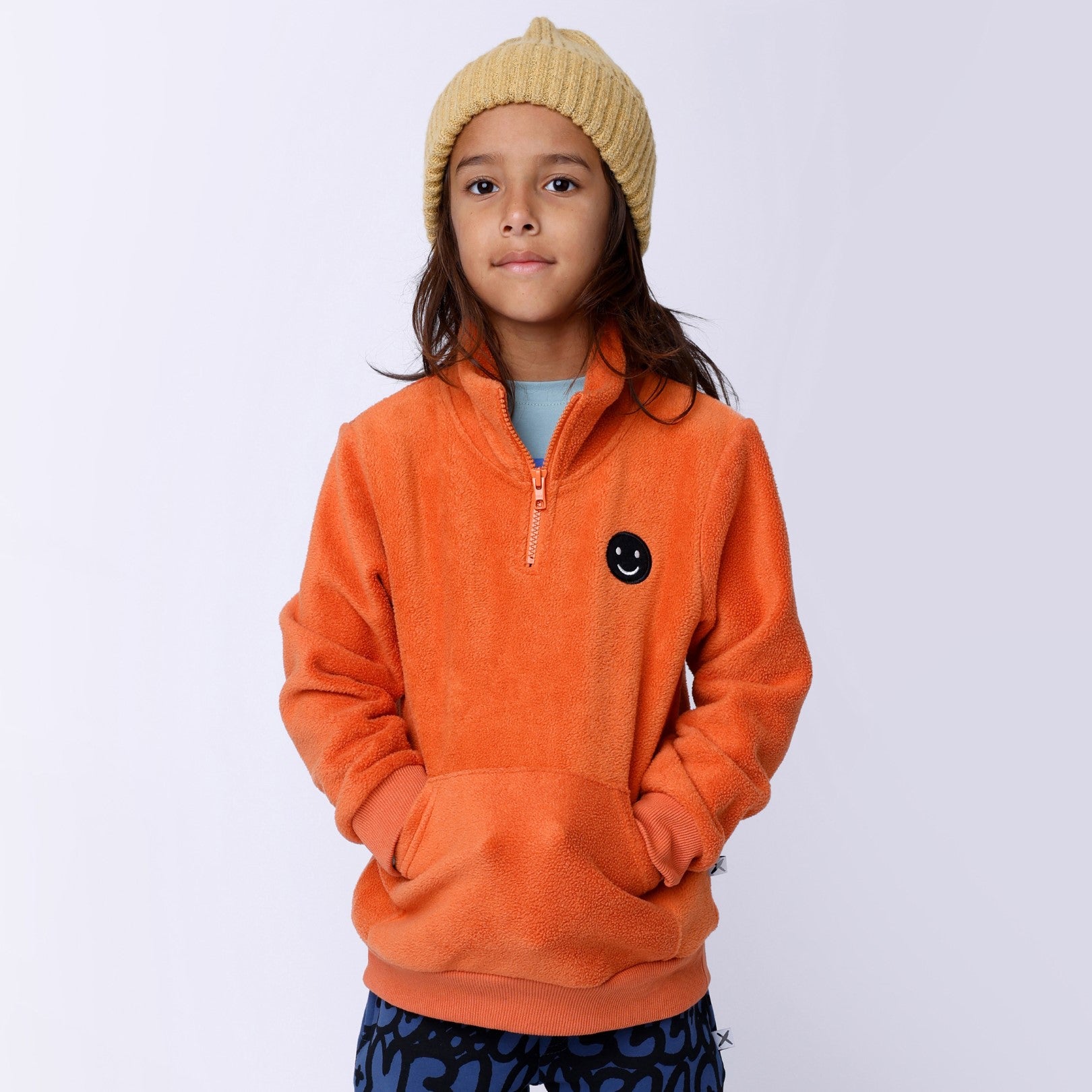 Teddy Half Zip Crew - Orange
