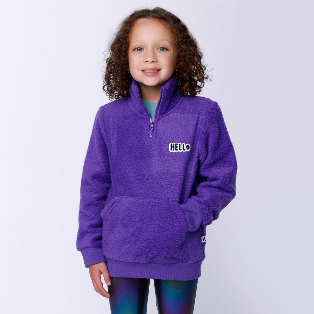 Teddy Half Zip Crew - Purple