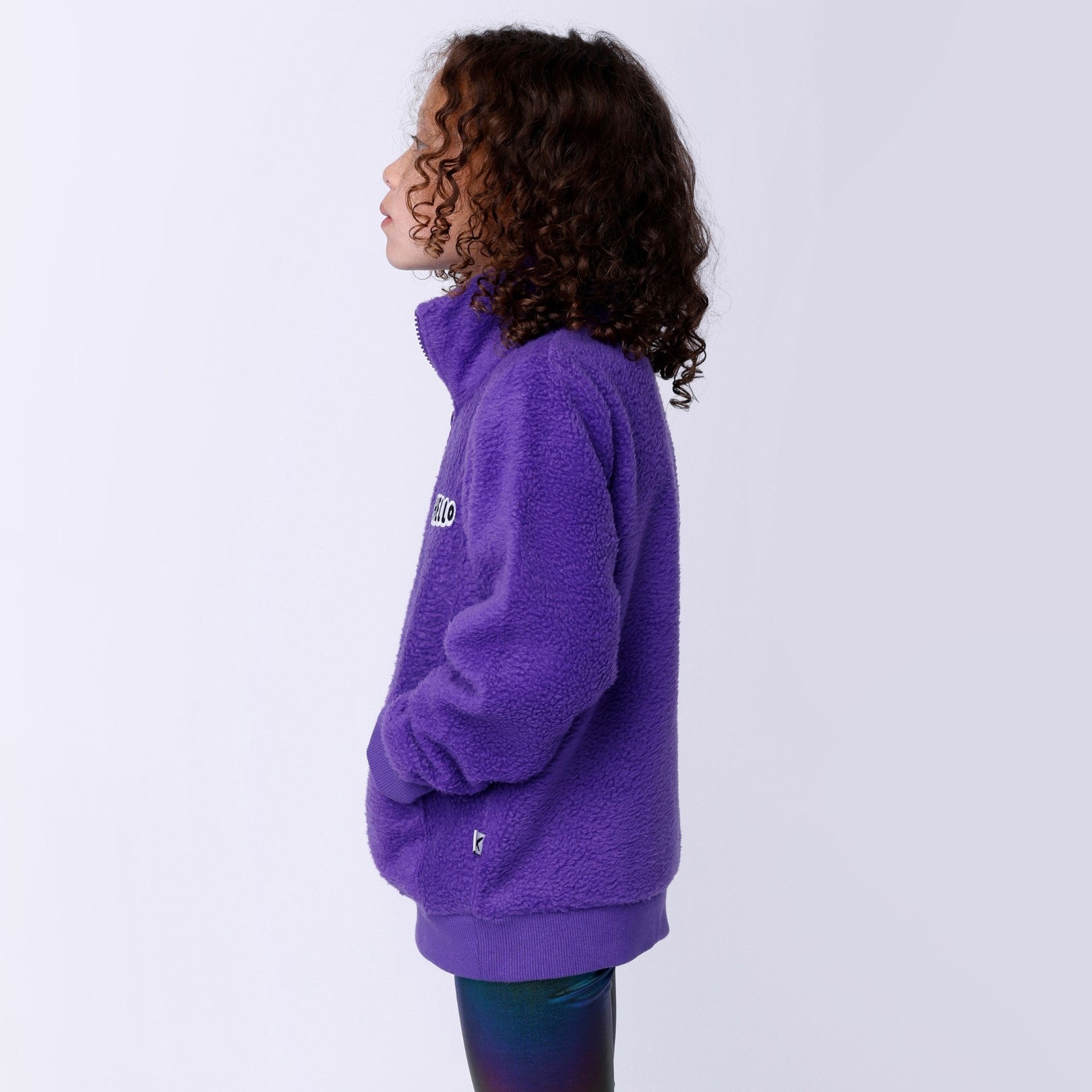 Teddy Half Zip Crew - Purple