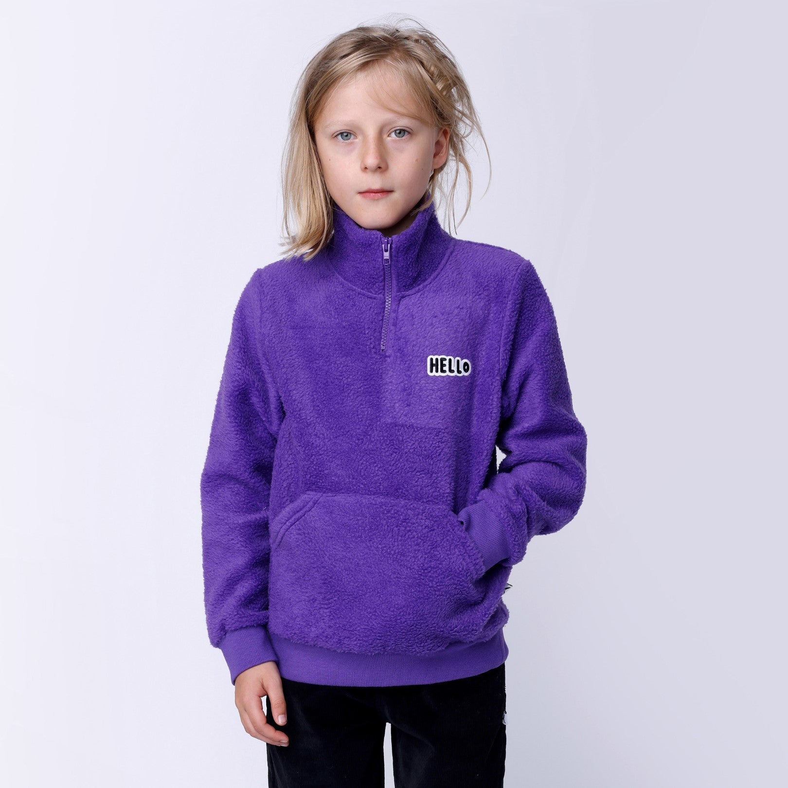 Teddy Half Zip Crew - Purple