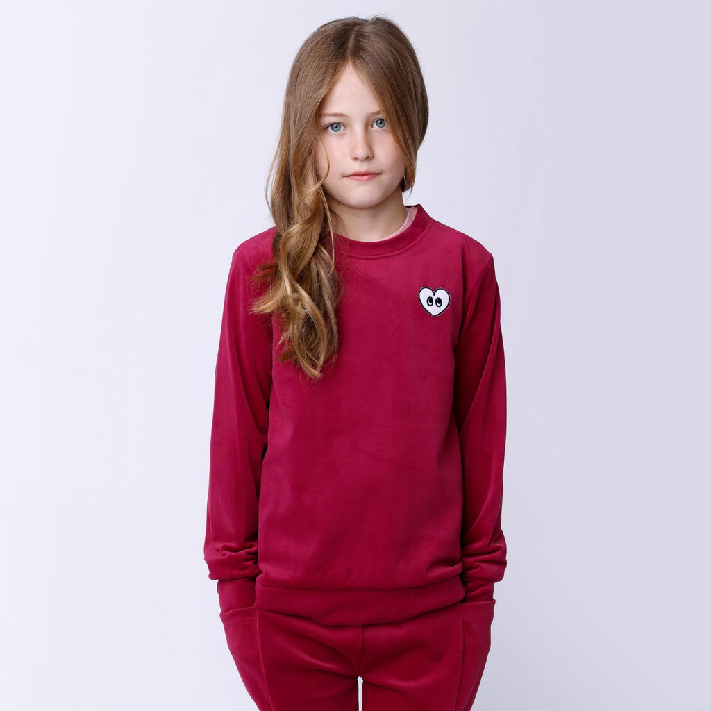 Luxe Velvet Crew - Crimson