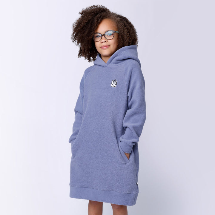 Minti Teddy Hoodie Dress - Cornflower