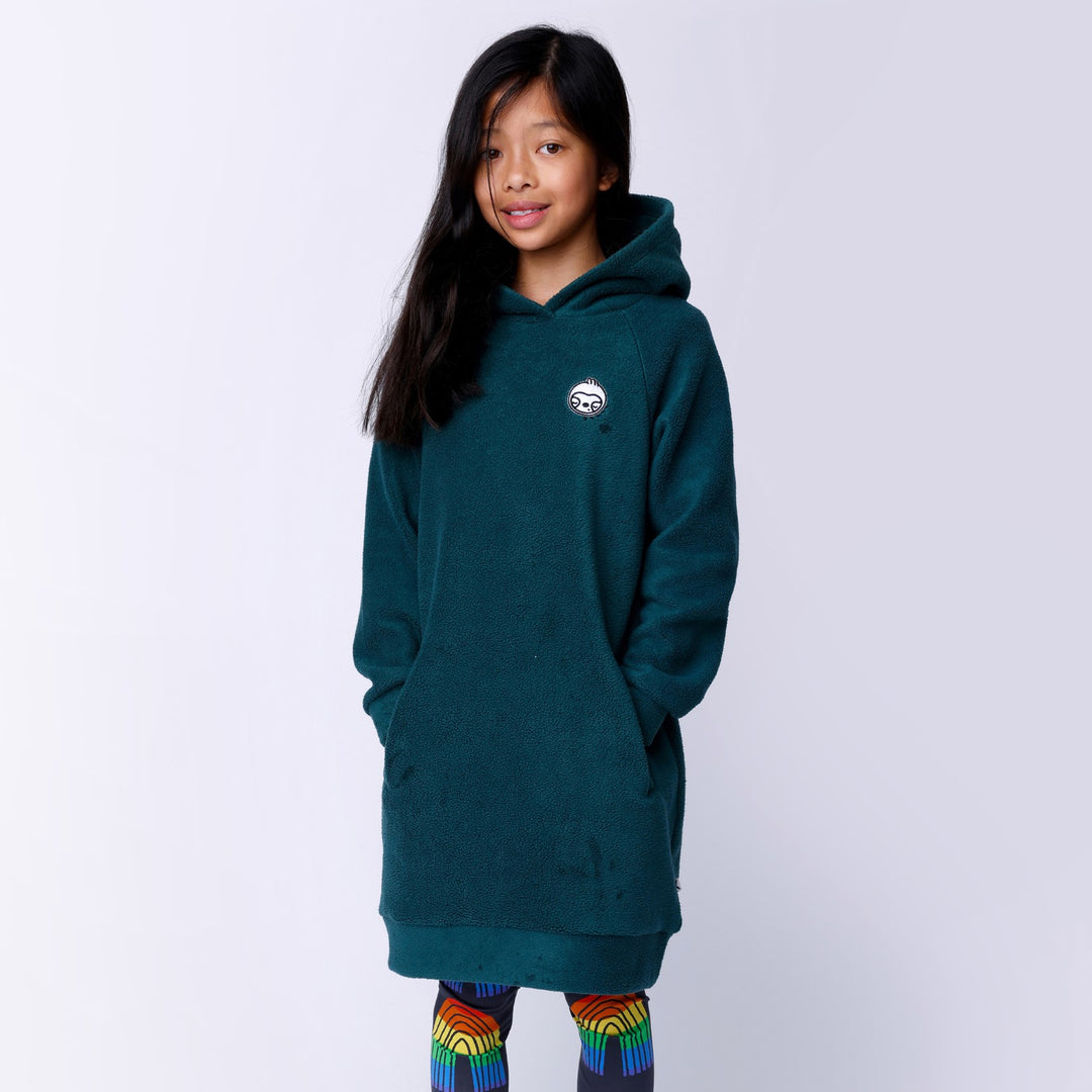 Minti Teddy Hoodie Dress - Forest