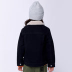 Teddy Lined Denim Bomber - Black