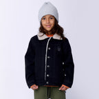 Teddy Lined Denim Bomber - Black