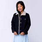 Teddy Lined Denim Bomber - Black