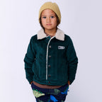 Teddy Lined Cord Bomber - Dark Green
