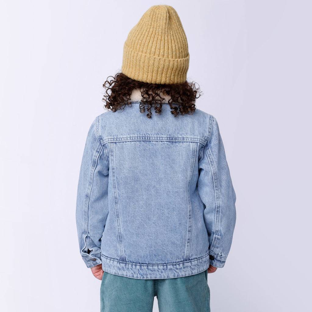 Happy Face Denim Bomber - Blue Denim