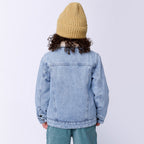 Happy Face Denim Bomber - Blue Denim