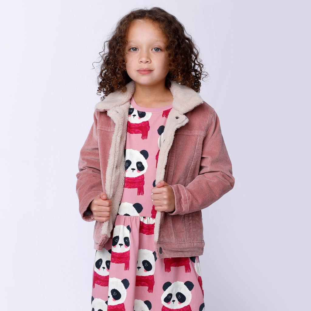 Teddy Lined Cord Bomber - Muted Pink