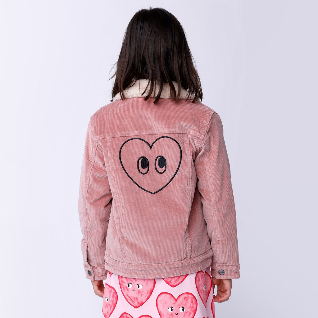 Teddy Lined Cord Bomber - Muted Pink