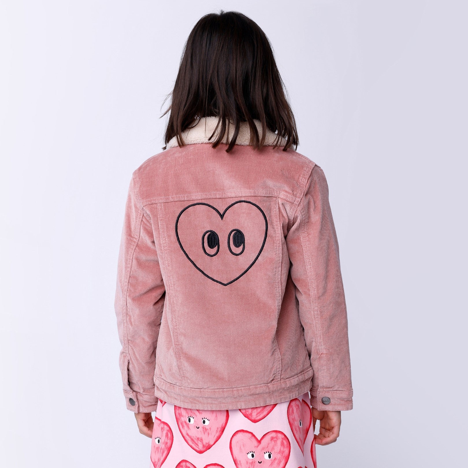 Teddy Lined Cord Bomber - Muted Pink