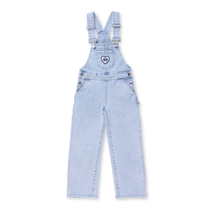 Minti Happy Heart Denim Overalls - Blue Denim