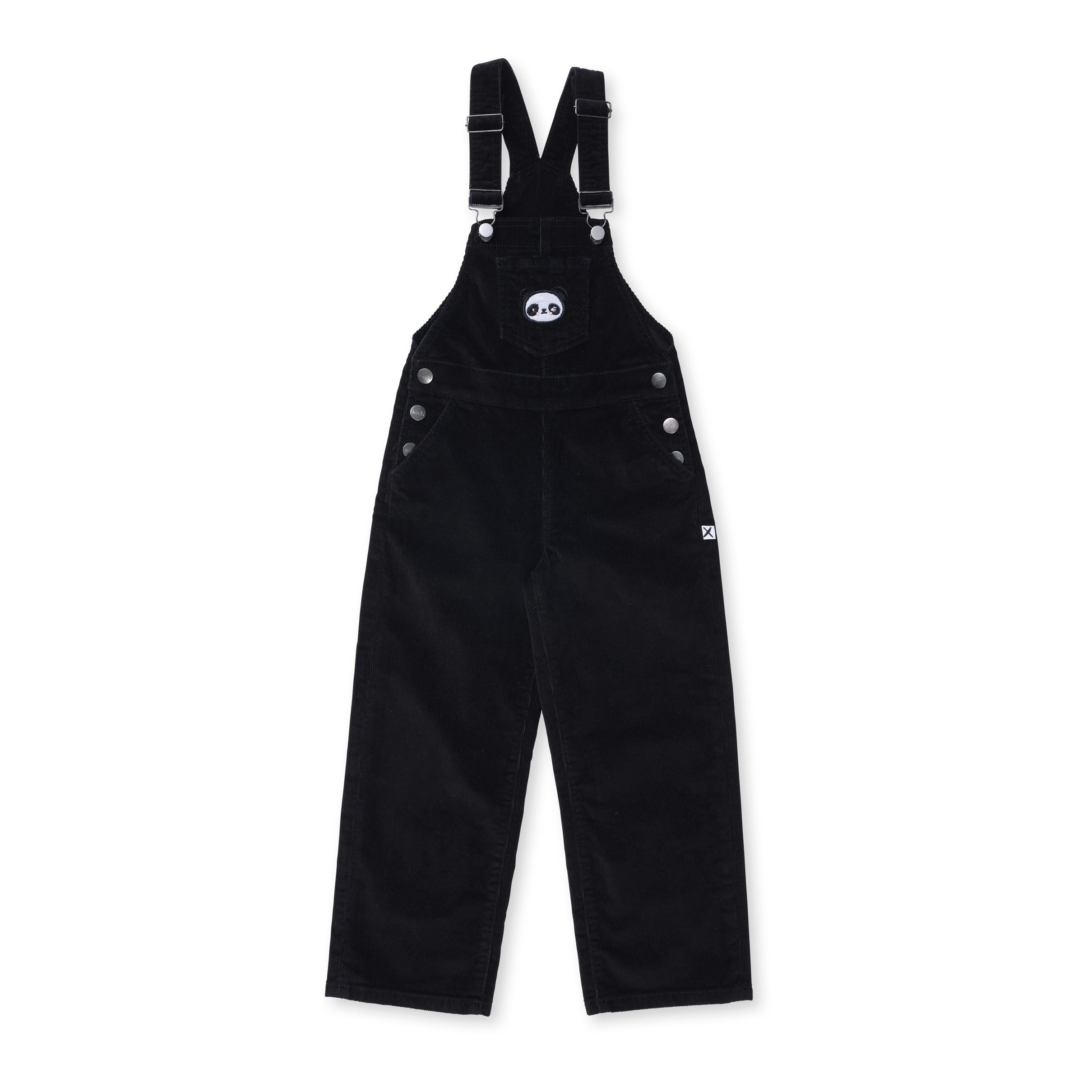 Minti Panda Deluxe Cord Overalls - Black