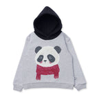 Cosy Panda Furry Hood - Grey Marle/Black