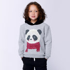 Cosy Panda Furry Hood - Grey Marle/Black