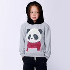 Cosy Panda Furry Hood - Grey Marle/Black