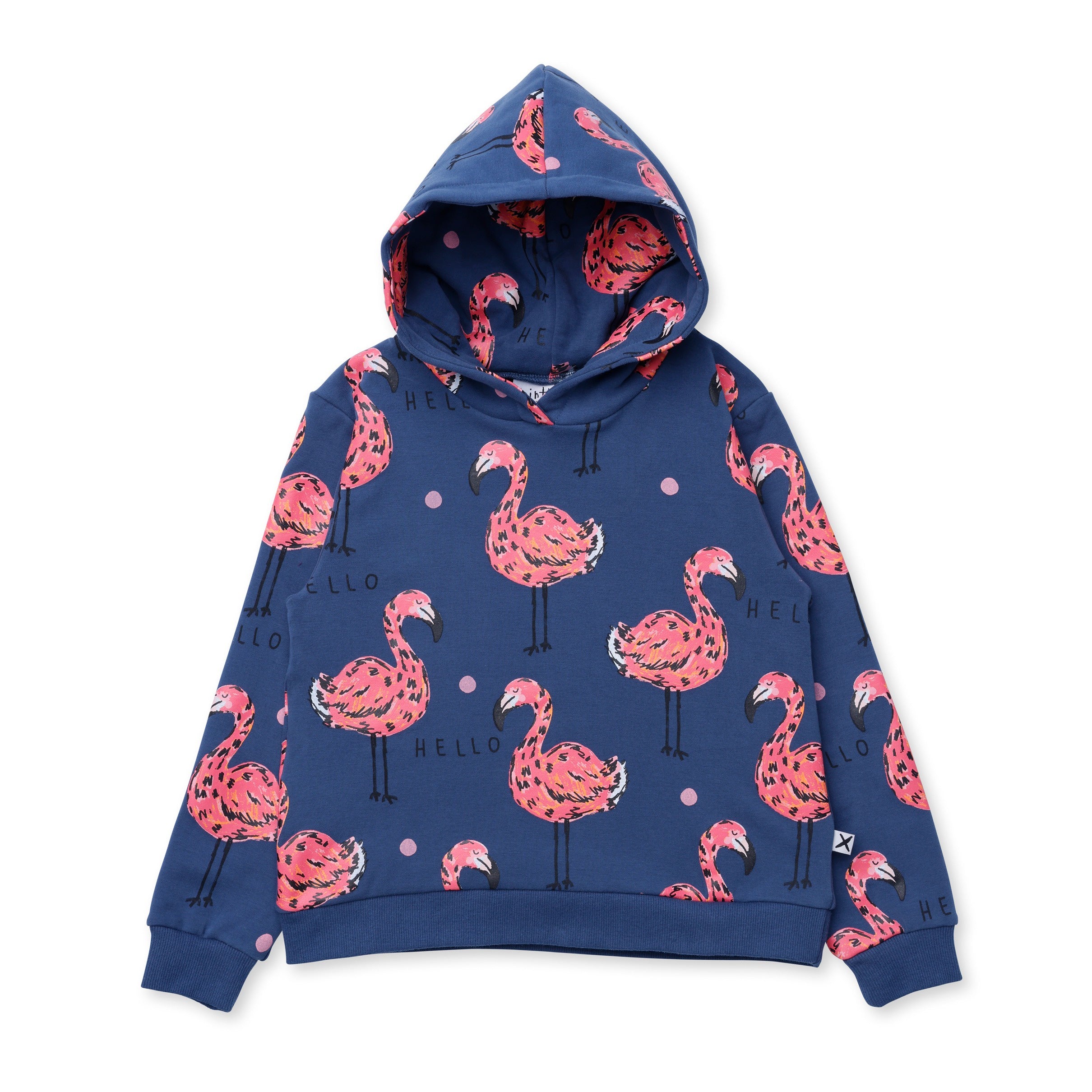 Minti Flamingo Party Furry Hood - Navy