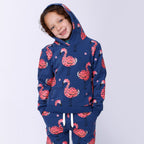 Minti Flamingo Party Furry Hood - Navy