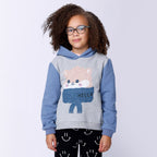 Minti Happy Hamster Furry Hood - Grey Marle/Cornflower