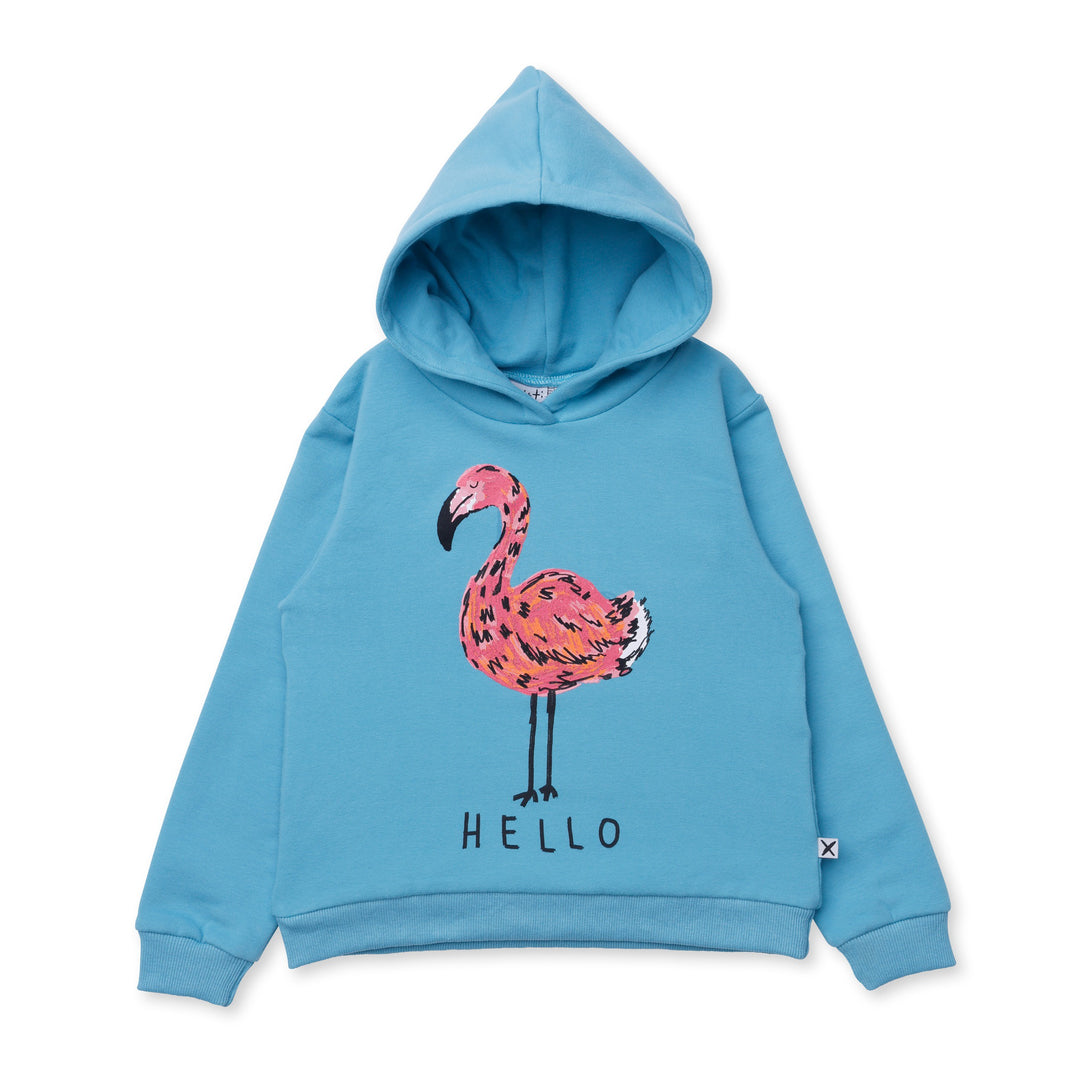 Minti Hello Flamingo Furry Hood - Aqua