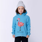 Hello Flamingo Furry Hood - Aqua