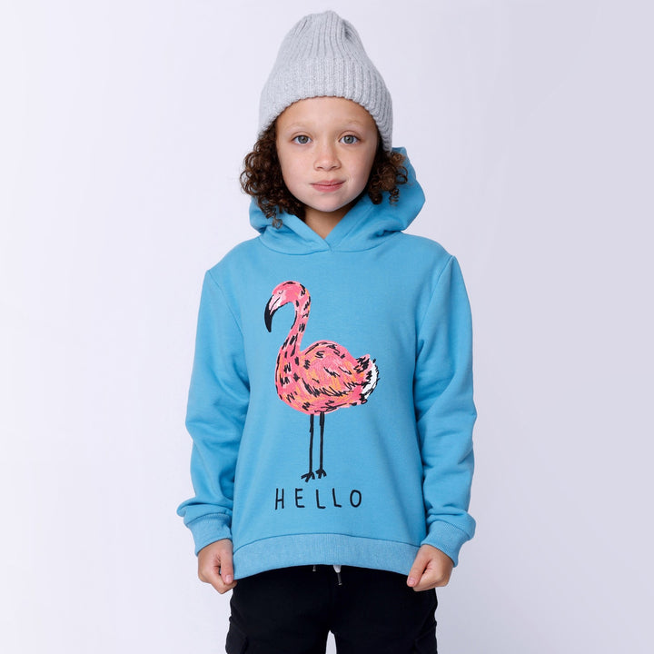 Minti Hello Flamingo Furry Hood - Aqua