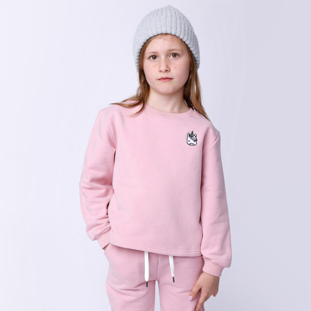 Minti Unicorn Patch Furry Crew - Muted Pink